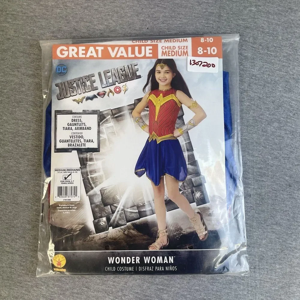 Justice League‎ Wonder Woman Halloween Costume Girls Medium 8-10 NEW